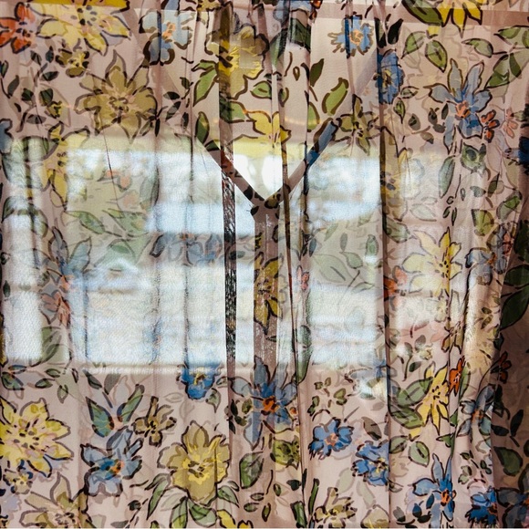 Velvet Graham Spencer Sheer Floral Drawstring Waist Slip Lng Sleeve Midi Dress S - Picture 6 of 16